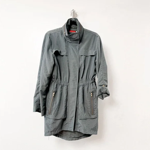 Ciao Milano Tess Water‎ Resistant Anorak Rain Jacket w/ Optional Hood Gray Blue